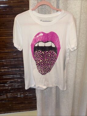 Prince Peter Collection White Tee with Pink Leopard Tongue Graphic